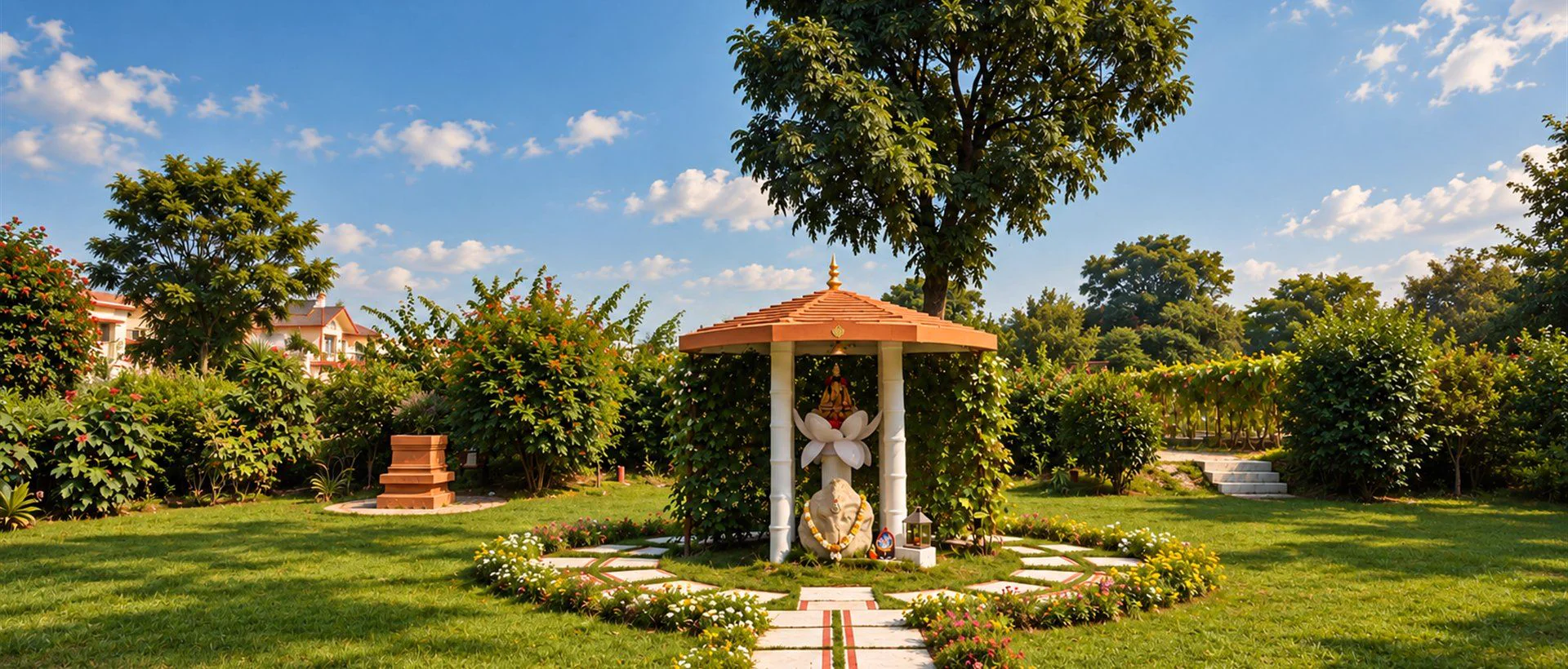 Garden shrine on the lawn of the Ayurveda Centre, Swami Rama Himalayan University
