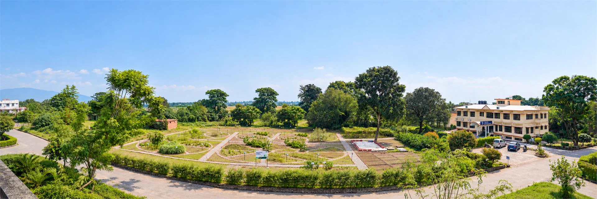 Aerial view of the Ayurveda Herbal Garden at Swami Rama Himalayan University, Dehradun