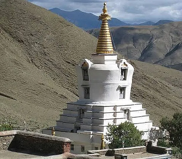A stupa in the monastery grounds